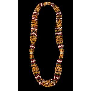 Opera Length 52” Red Green Purple Amber Glass Vintage 6 Strand Amazing Necklace